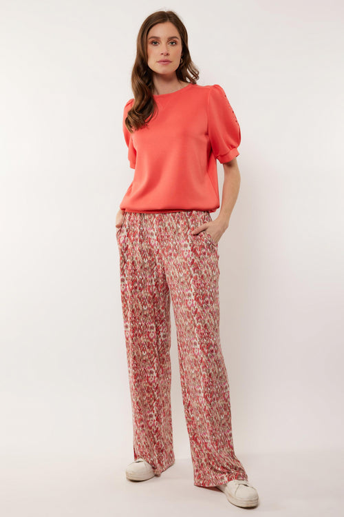 Catie pants | Offwhite/Bright Coral