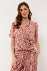 Cato top | Offwhite/Bright Coral