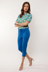 Camellia top | Off white/Apple Green