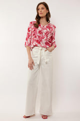 Claudia top | Sand/Hibiscus