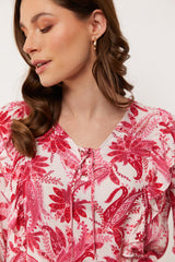 Claudia top | Sand/Hibiscus