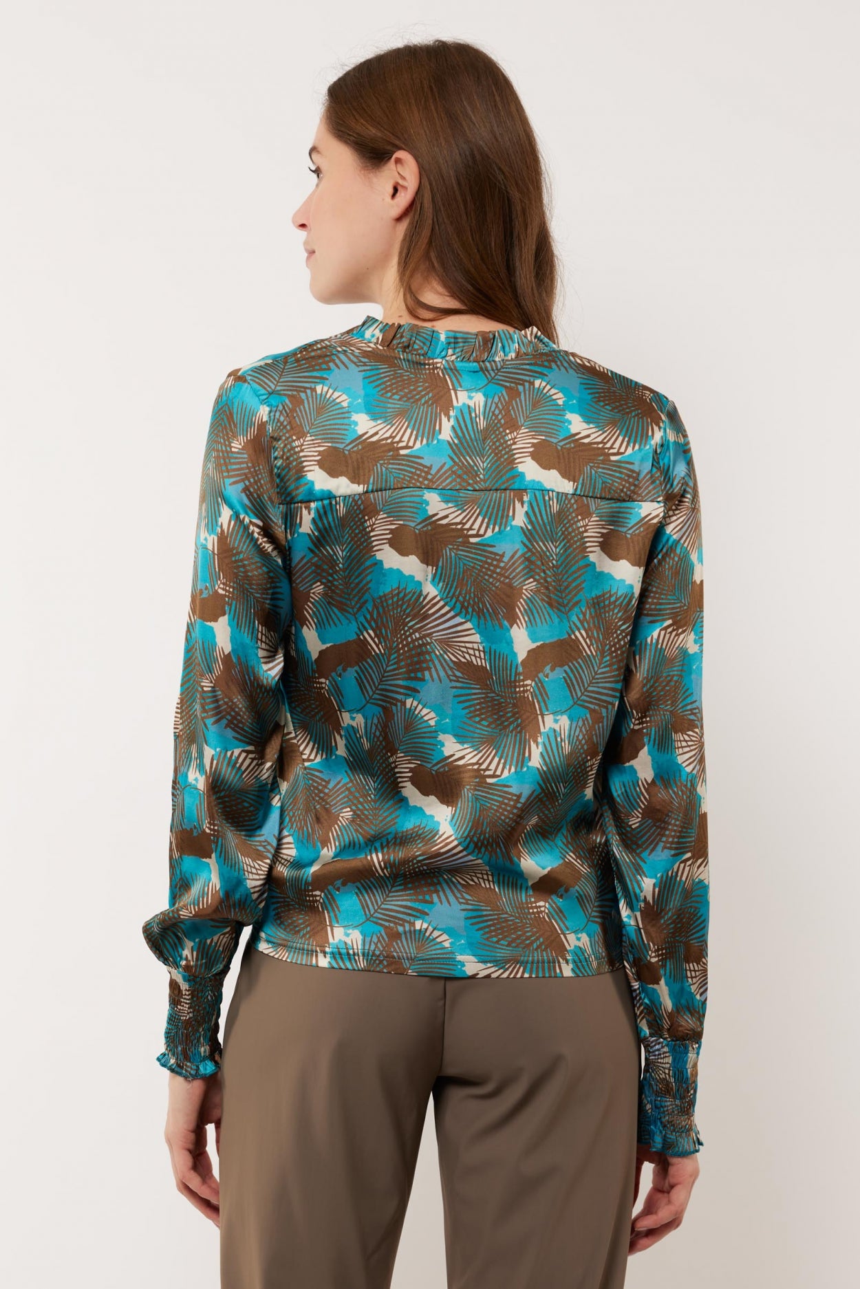 Monica blouse | Bermudablauw/Mosgroen