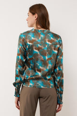 Monica blouse | Bermuda Blue/Moss Green
