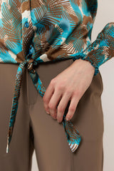 Monica blouse | Bermuda Blue/Moss Green