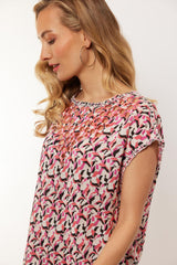 Cathy top | Black/Bright Coral