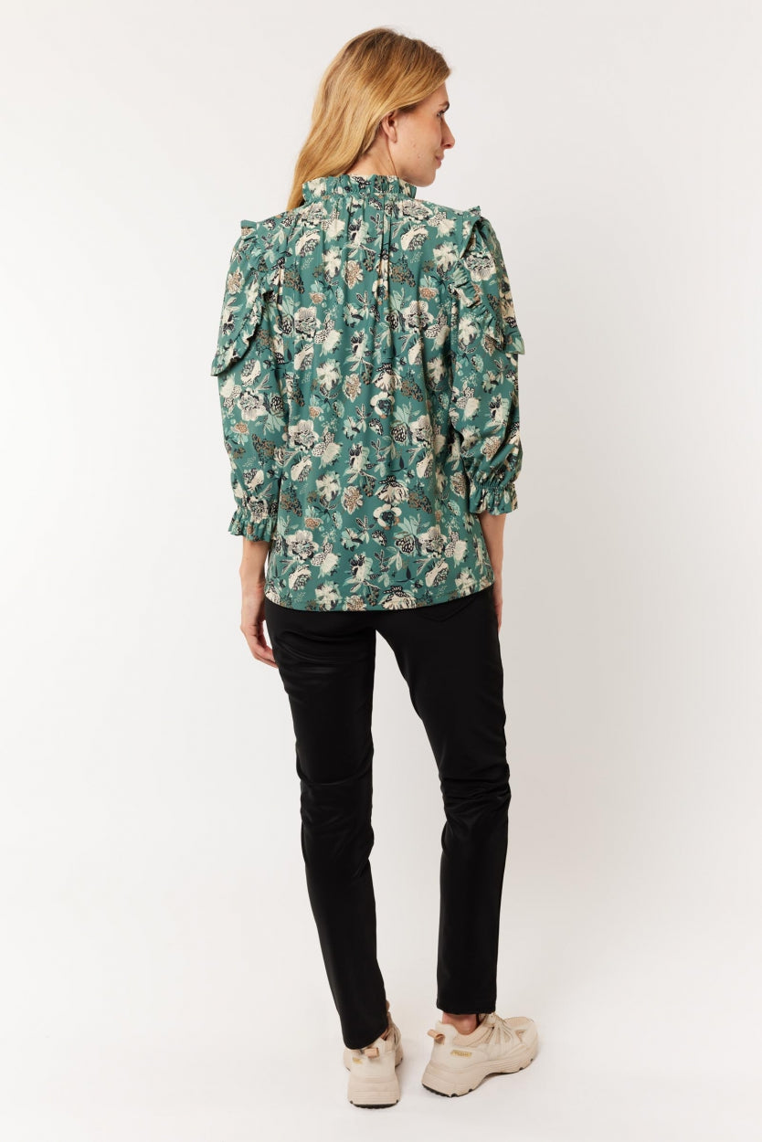 Bente blouse | Sage green/Cream white