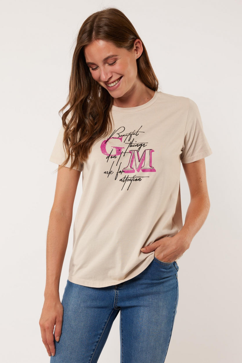 Djuna T-shirt | Kiezel/Cyclaam
