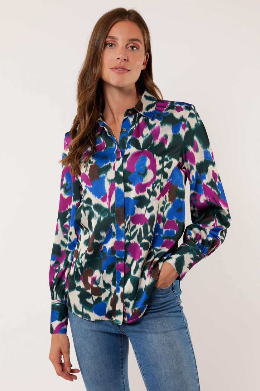 Andrea blouse | Pine green/Cyclamen