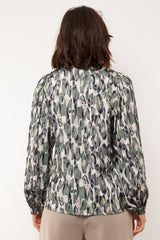 Gwynne blouse | Offwhite/Mystic Green