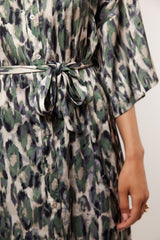 Edine dress | Off white/Mystic Green
