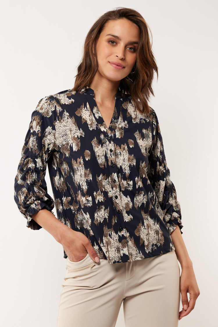 Eda blouse | Midnight Blue/Sand