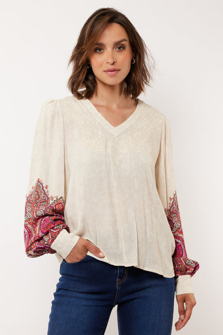 Elene top | Sand/Berry