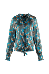 Monica blouse | Bermuda Blue/Moss Green