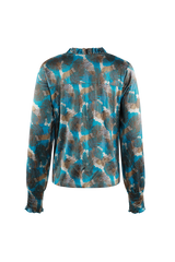 Monica blouse | Bermuda Blue/Moss Green