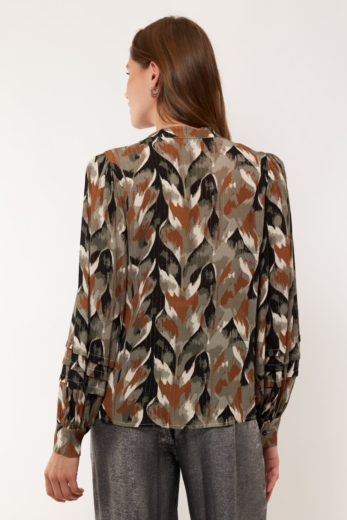 Susan blouse | Gray/Hot Camel