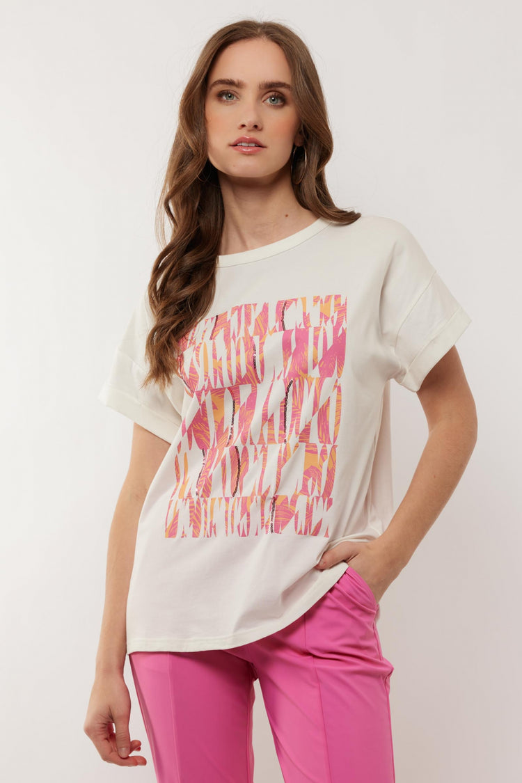 Deni T-shirt | Offwhite/Orchid