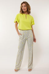 Dafne pants | Off white/Summer Green