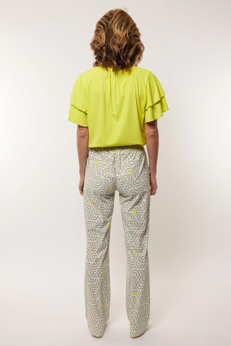 Dafne broek | Offwhite/Summer Green