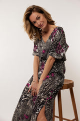 Dina dress | Black/Orchid