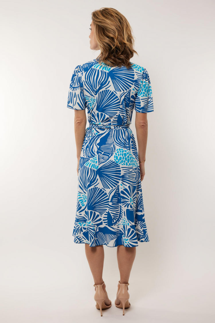Anastasia jurk | Offwhite/Cornflower Blue