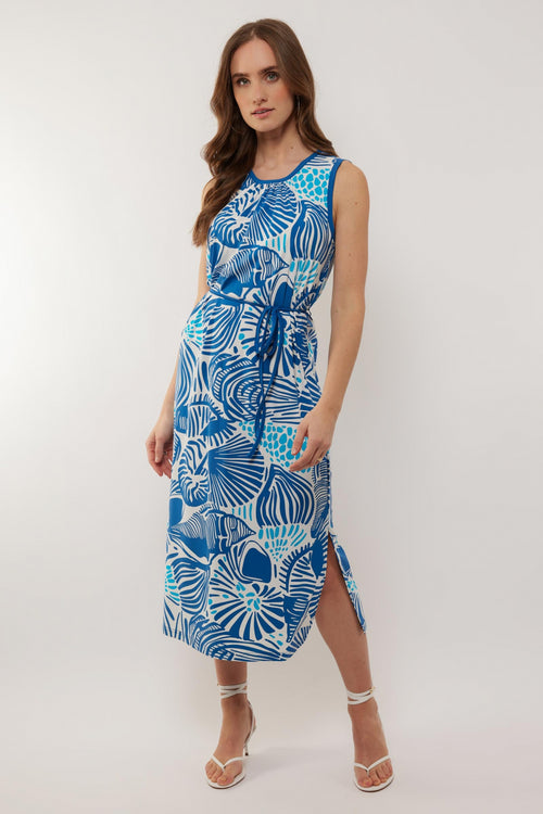 Doutzen jurk | Offwhite/Cornflower Blue