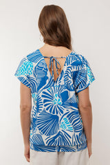Divinity top | Offwhite/Cornflower Blue