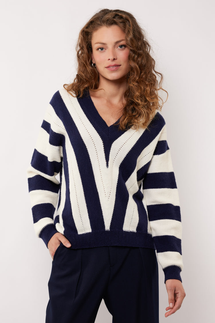 Rekha-Pullover | Eclipse/Offwhite