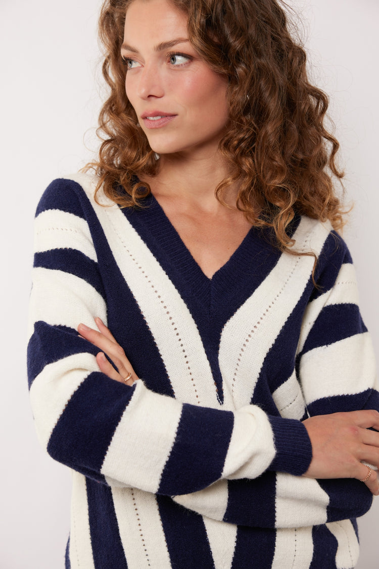 Rekha-Pullover | Eclipse/Offwhite