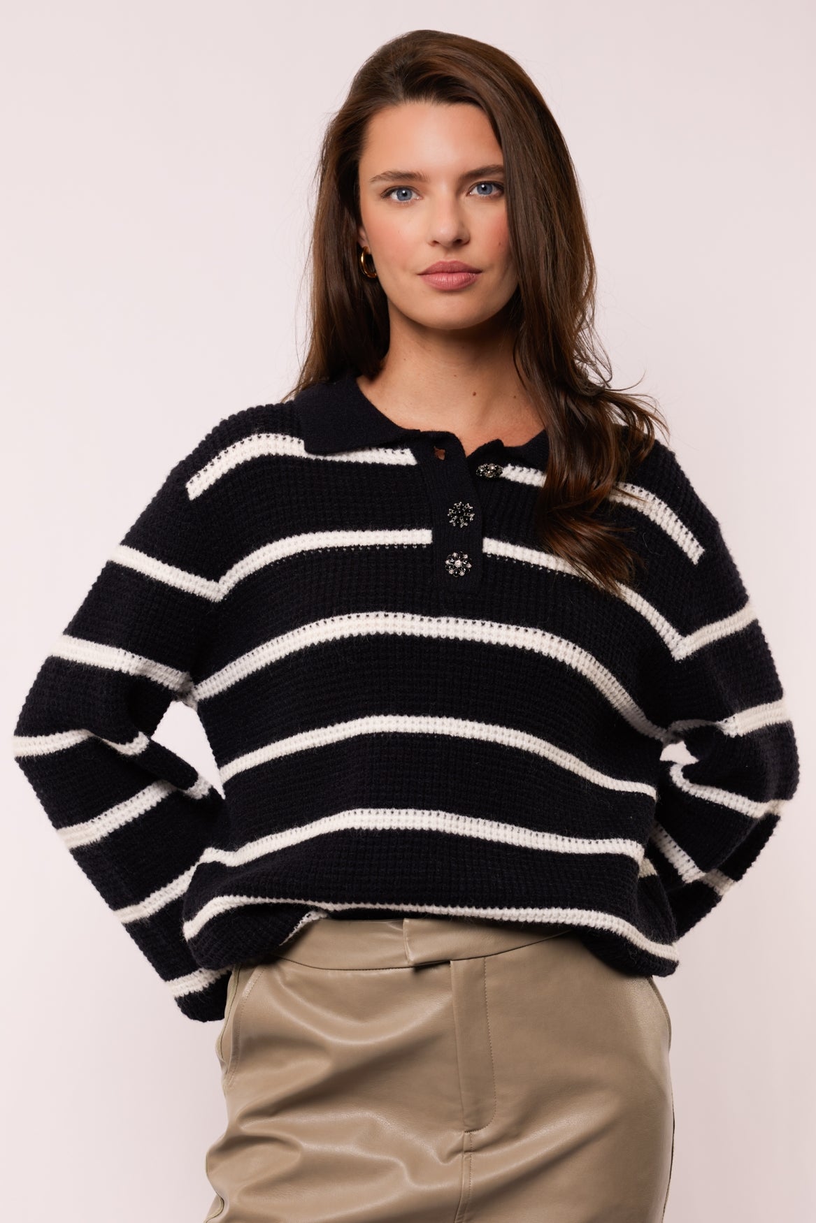 Danica-Pullover | Schwarz/Offwhite
