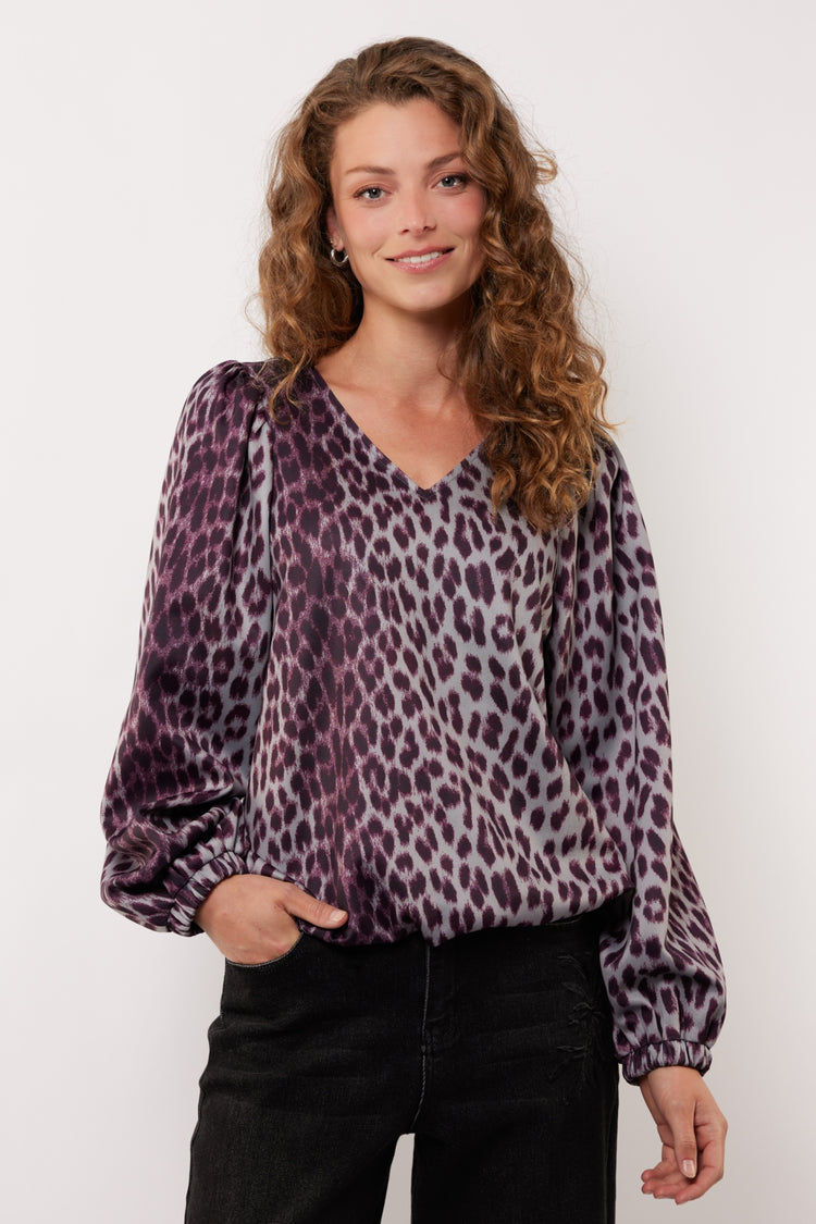 Bilie top | Gray Melange/Mauve Wine