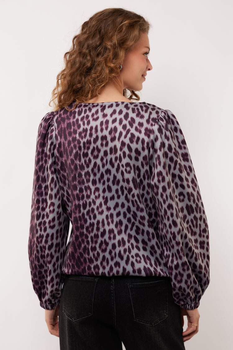 Bilie top | Gray Melange/Mauve Wine