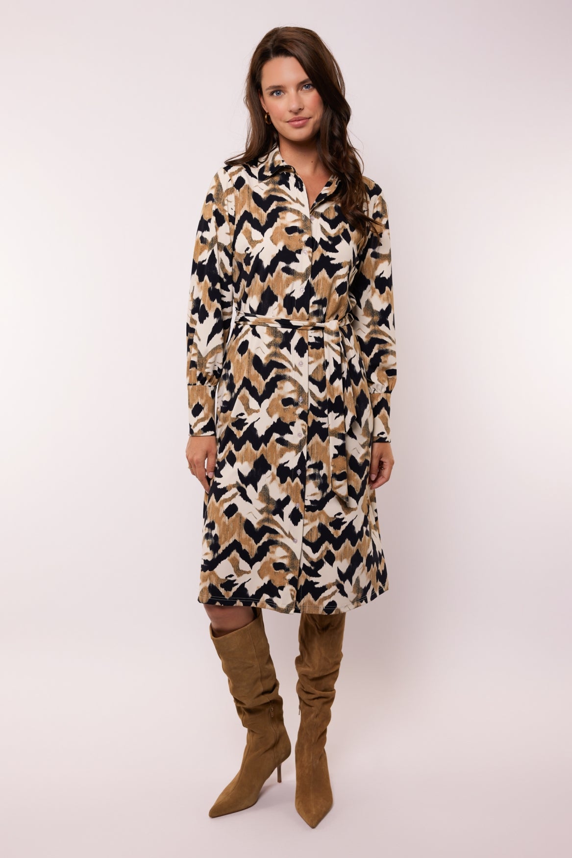 Bibian Kleid | Helles Kamel/Schwarz