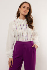 Elive Bluse | Offwhite/Warmviolett