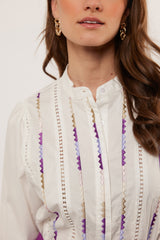 Elive Bluse | Offwhite/Warmviolett