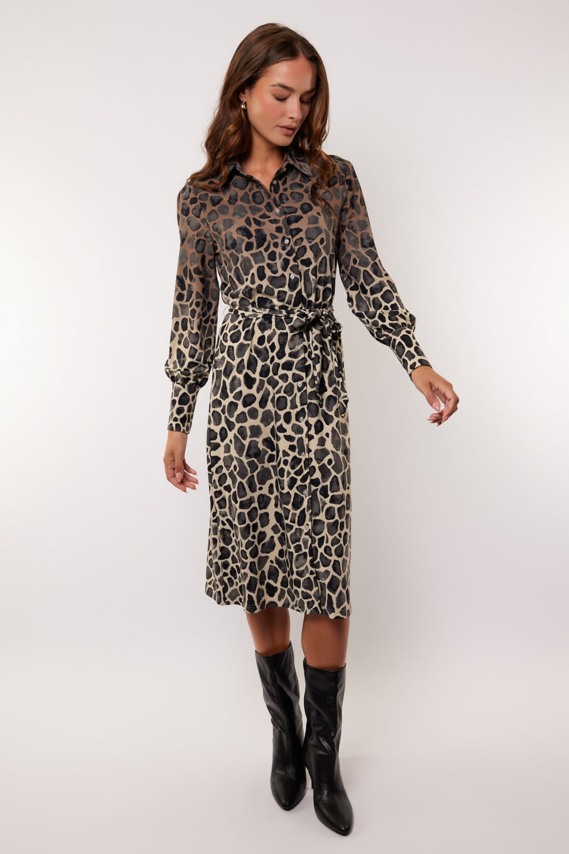 Bibian jurk | Wood Ash/Grey Brown