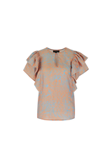 Evelyn top | Chambray Blue/Mango