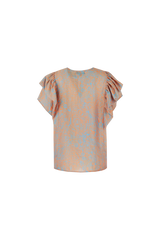 Evelyn top | Chambray Blue/Mango