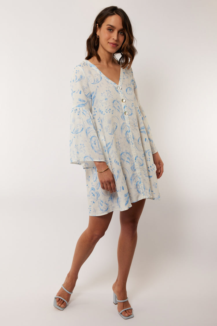 Lucien dress | Bright White/Skyway
