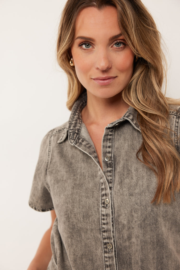 Toni blouse | Denim Light Gray