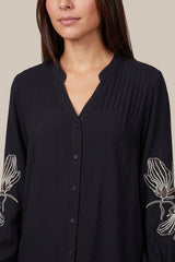 Bluse Róis | Schwarz/Dunkelbraun