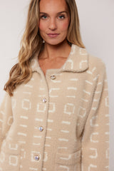 Sana Jacke | Sand/Wolle Weiß