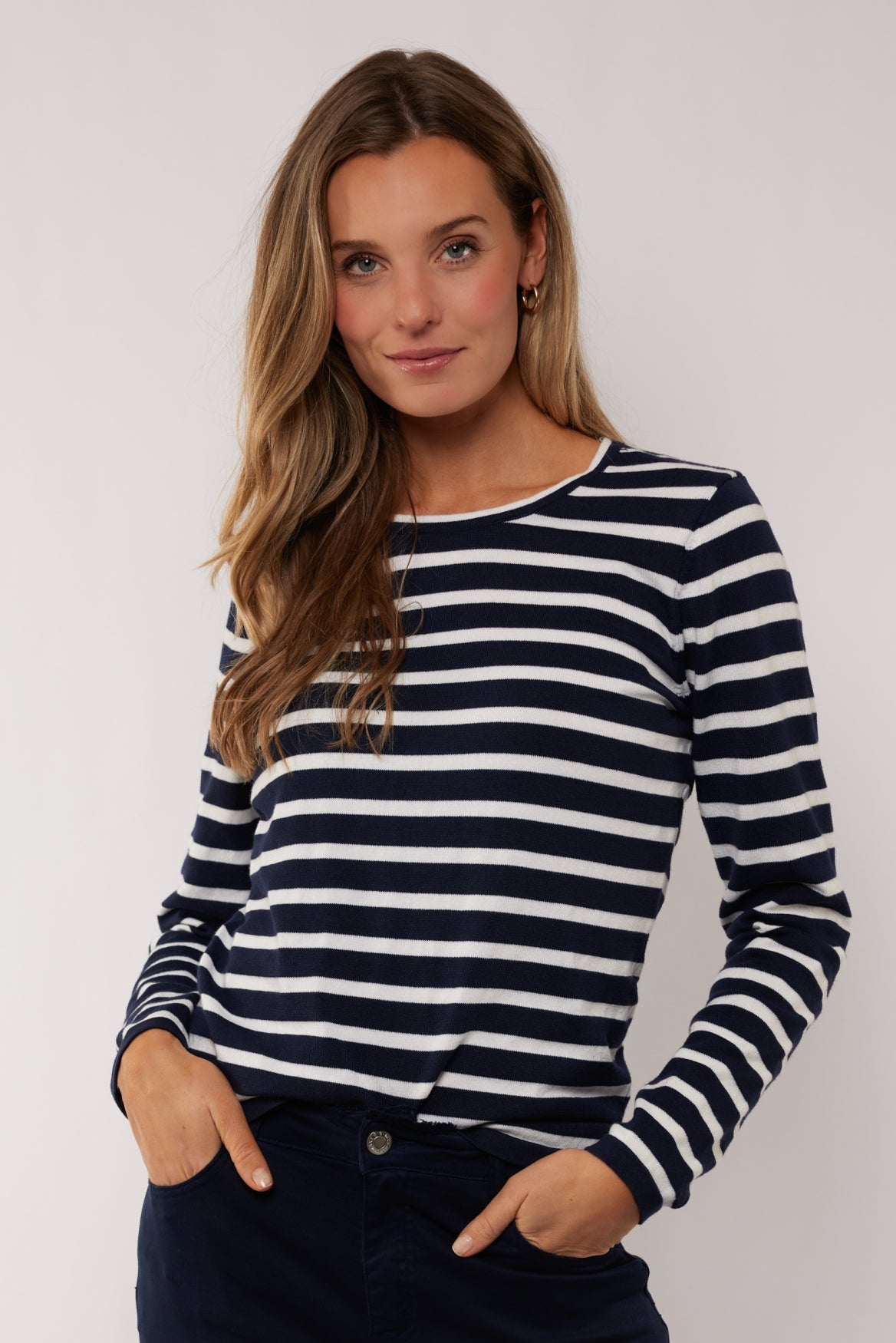 Alianna top | Dark Sapphire/Wool White