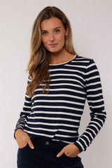 Alianna top | Dark Sapphire/Wool White