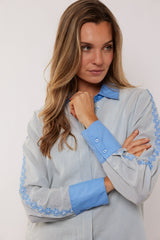 Lucille blouse | Offwhite/Celestial Blue