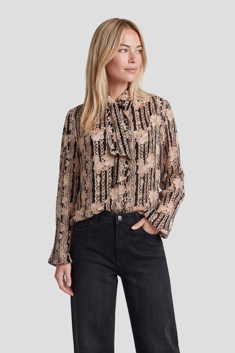 Teya Bluse | Schwarz/Sand