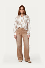 Florine blouse | Offwhite/Brown Sugar