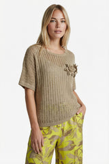 Vanja gebreide top | Nude Oat