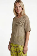 Vanja gebreide top | Nude Oat