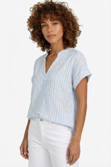 Hekla top | Light Denim Blue/Offwhite