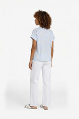 Hekla top | Light Denim Blue/Offwhite